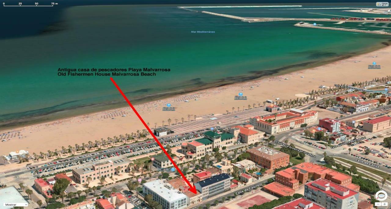 Old Fisherman'S House In Malvarrosa Beach Valencia Exteriör bild